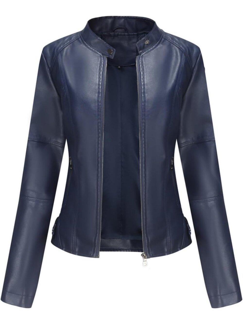 Chic Women's Faux Leather Bomber Jacket | Belted Motorcycle Style Outerwear